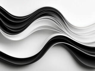 Obraz premium Abstract arrangement of smooth curved paper layers in monochrome tones, paper, abstract design