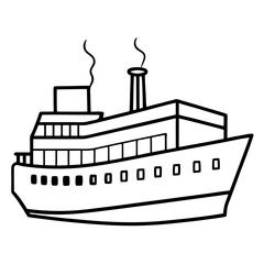 Obraz premium steamship outline coloring book page line art drawing