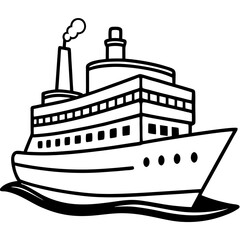 Obraz premium steamship outline coloring book page line art drawing