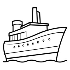 Obraz premium steamship outline coloring book page line art drawing