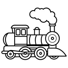 steam train outline coloring book page line art drawing