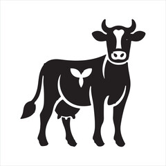 Cow silhouette. cow logo, icon black and white. Cow vector design. Bull, dairy cow
