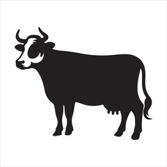 Cow silhouette. cow logo, icon black and white. Cow vector design. Bull, dairy cow
