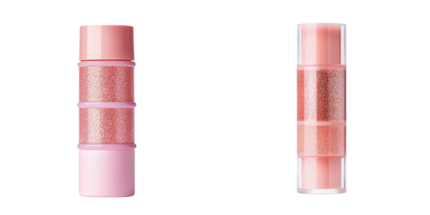 Colorful glitter sticks in pink packaging, perfect for makeup enthusiasts and artistic projects, adding sparkle and shine. transparent background