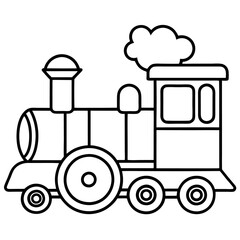 steam train toy outline coloring book page line art drawing