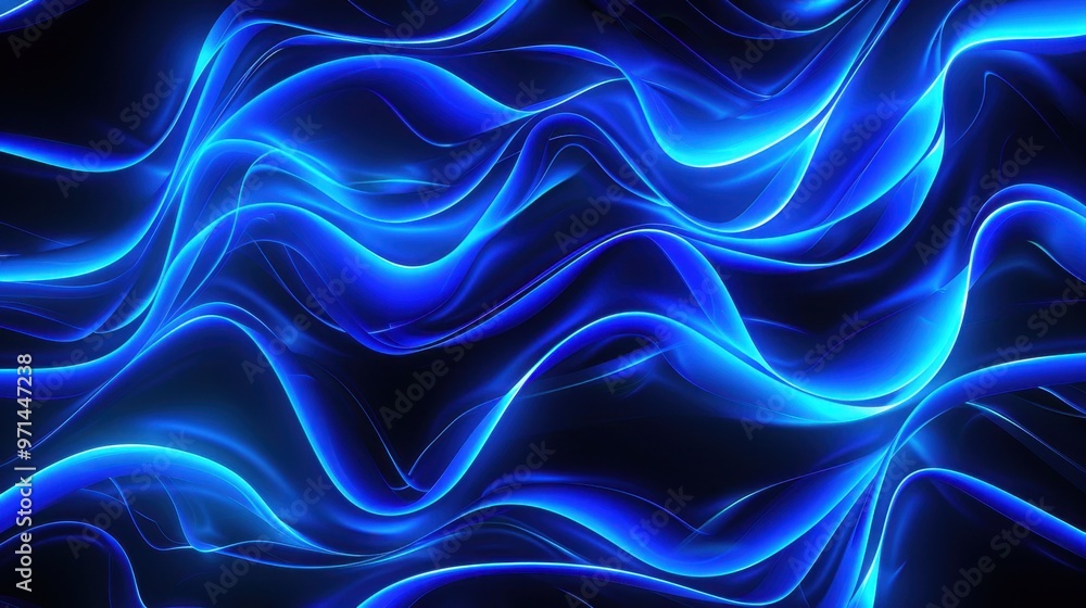 Poster a swirling, abstract pattern of neon blue lines creating a dynamic and futuristic image