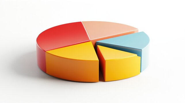 A segmented 3D pie chart with raised portions, set against a minimalist white background, emphasizing key data points and trends in business analysis.
