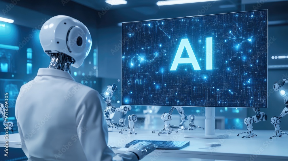 Poster a sleek tech lab with 