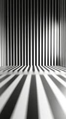 Naklejka premium Black-and-white stripes create a striking indoor illusion