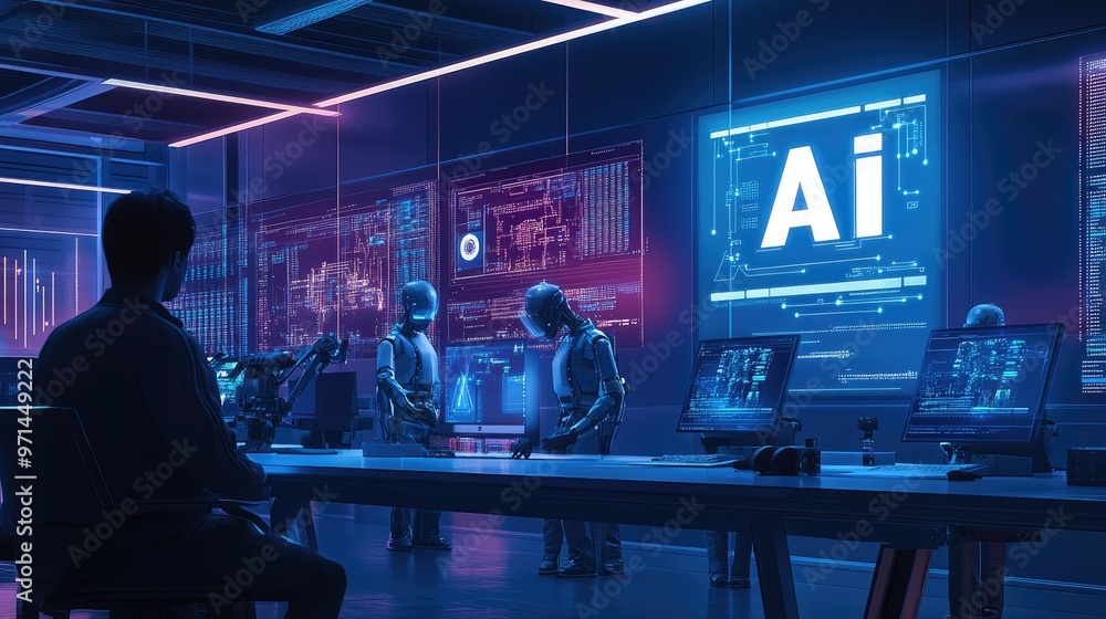 Poster a sleek tech lab with 