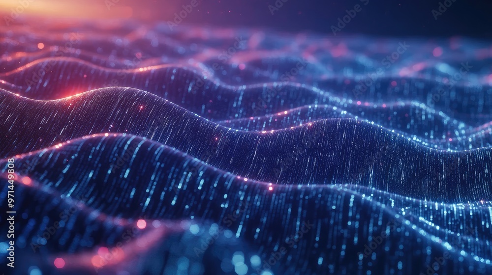 Aufkleber abstract data streams merging and splitting in a high-tech digital landscape