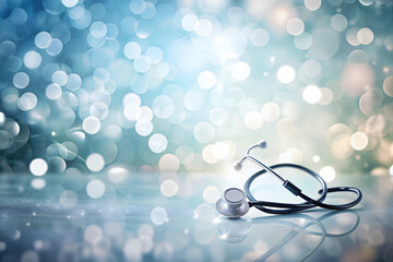 Stethoscope on soft bokeh background, medical and healthcare concept