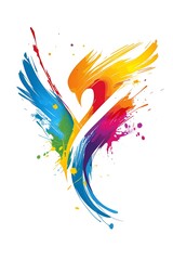 Obraz premium Vibrant and varied paint splash logo in multiple colors on a white background.