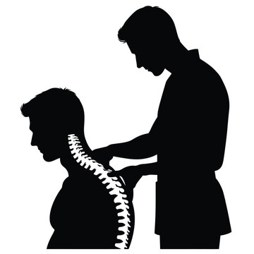 silhouette chiropractor examining patient spine clip art preview