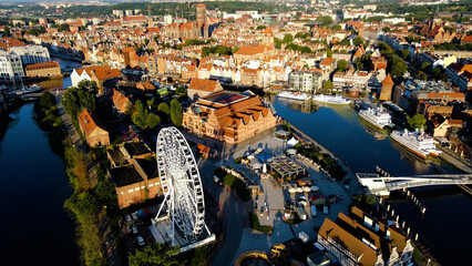Fototapeta premium city ​​European ancient architecture port city aerial photography Gdansk Poland