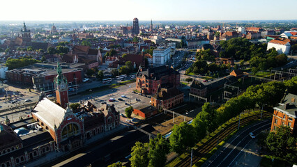 Fototapeta premium city ​​European ancient architecture port city aerial photography Gdansk Poland