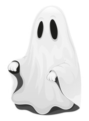 cute ghost in the sheet for halloween cartoon stock vector illustration isolated on white background