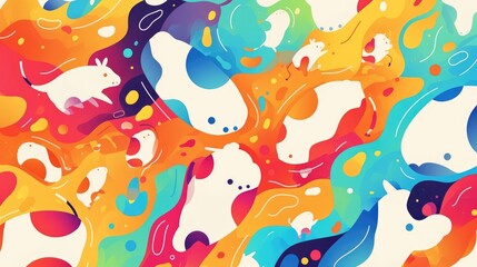 Naklejka premium Colorful cow print design with a vibrant rainbow theme