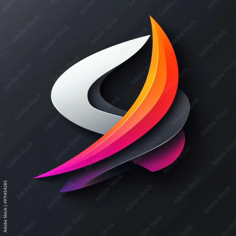 Poster abstract 3d geometric shapes with colorful gradient