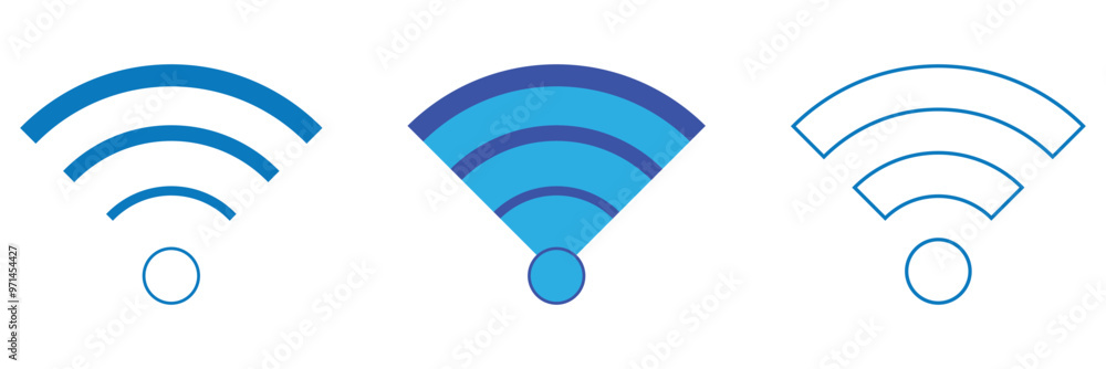 Poster collection of stock vector images depicting symbols and icons related to wireless wi-fi connectivity
