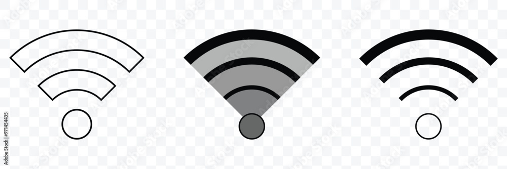 Poster set of vector wi-fi icon for communication, telecommunication. communication wireless signal level w