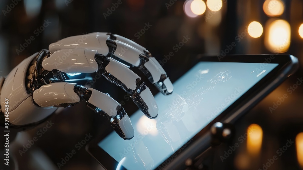 Poster ai robot using tablet