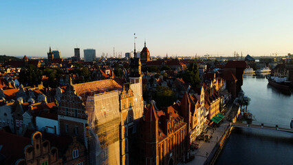Fototapeta premium city ​​European ancient architecture port city aerial photography Gdansk Poland