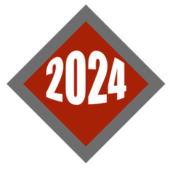 Bold white '2024' text on a vibrant red background, creating a striking contrast. Perfect for New Year's designs, calendars, banners, or marketing materials. Clean, modern style for impactful visual 