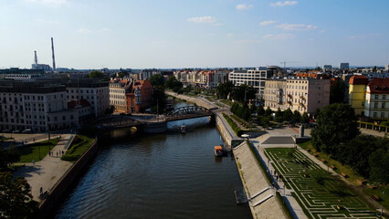 view city from the height of modern wish development architecture Europe Wroclaw Poland