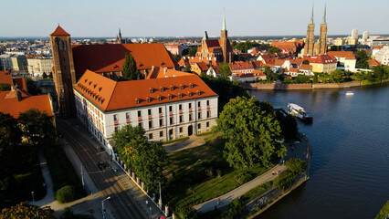 view city from the height of modern wish development architecture Europe Wroclaw Poland