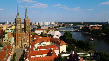 view city from the height of modern wish development architecture Europe Wroclaw Poland