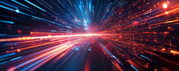 Obraz premium Abstract background of digital data transfer and futuristic technology with a glowing light effect