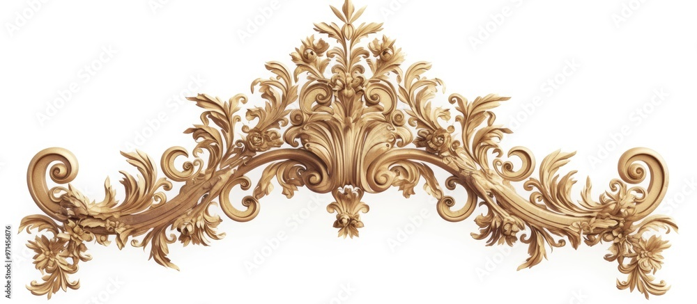 Poster digital illustration of a classic golden frame featuring intricate ornaments displayed against a whi