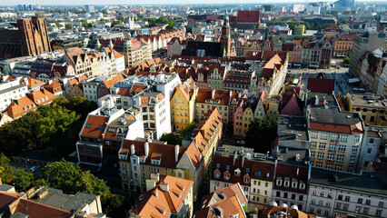view city from the height of modern wish development architecture Europe Wroclaw Poland
