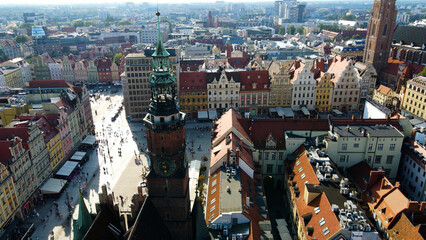 view city from the height of modern wish development architecture Europe Wroclaw Poland