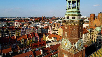view city from the height of modern wish development architecture Europe Wroclaw Poland