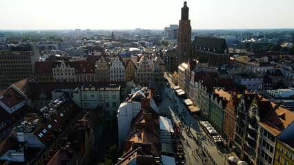 view city from the height of modern wish development architecture Europe Wroclaw Poland