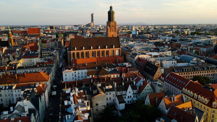 view city from the height of modern wish development architecture Europe Wroclaw Poland