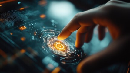 Businessman touching on digital screen with stock market graph and chart background,