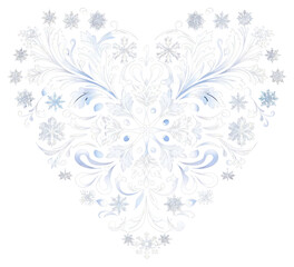 Fototapeta premium PNG Intricate heart-shaped snowflake design