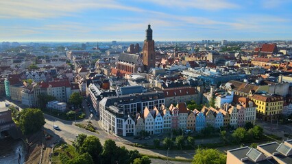 Obraz premium city Europe beautiful top view aerial photography of Wroclaw Poland