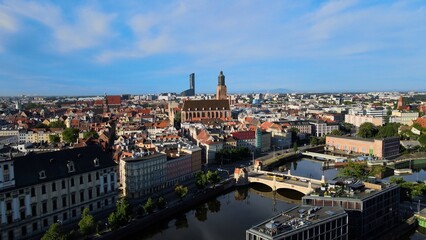 city Europe beautiful top view aerial photography of Wroclaw Poland