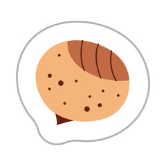 Sticker with abstract nut doodle2. Color flat vector illustration.