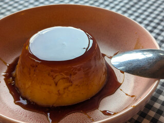Tocinillo de cielo, typical egg creme caramel, Nava, Asturias, Spain