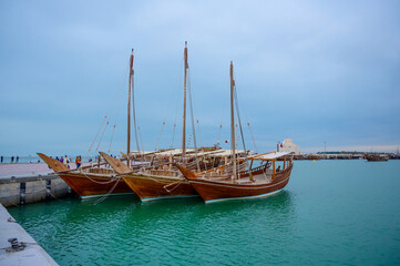 Fototapeta premium Traditional Dhow Boat Festival Katara Beach Qatar