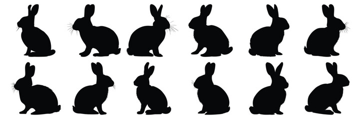 Rabbit silhouette set vector design big pack of rabbit illustration and icon