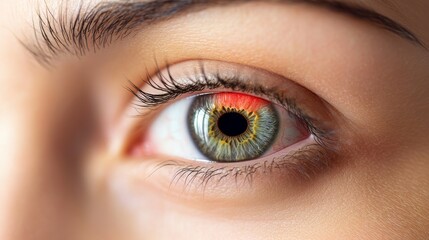 Fototapeta premium Close-up of a human eye showcasing unique colors with mesmerizing patterns and details, highlighting beauty and individuality.