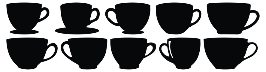 Coffee silhouette set vector design big pack of cup illustration and icon