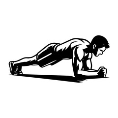Man planks exercise vector icon.