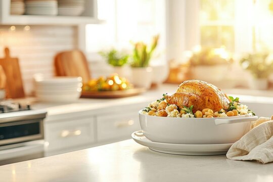 Thanksgiving dinner prep with handsfree voice commands to a smart assistant for recipe steps